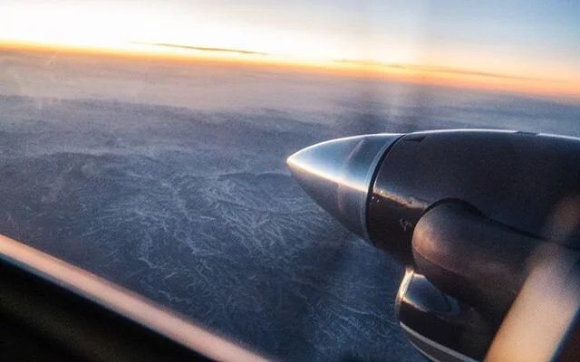 Sunset flight in the co-pilot seat.