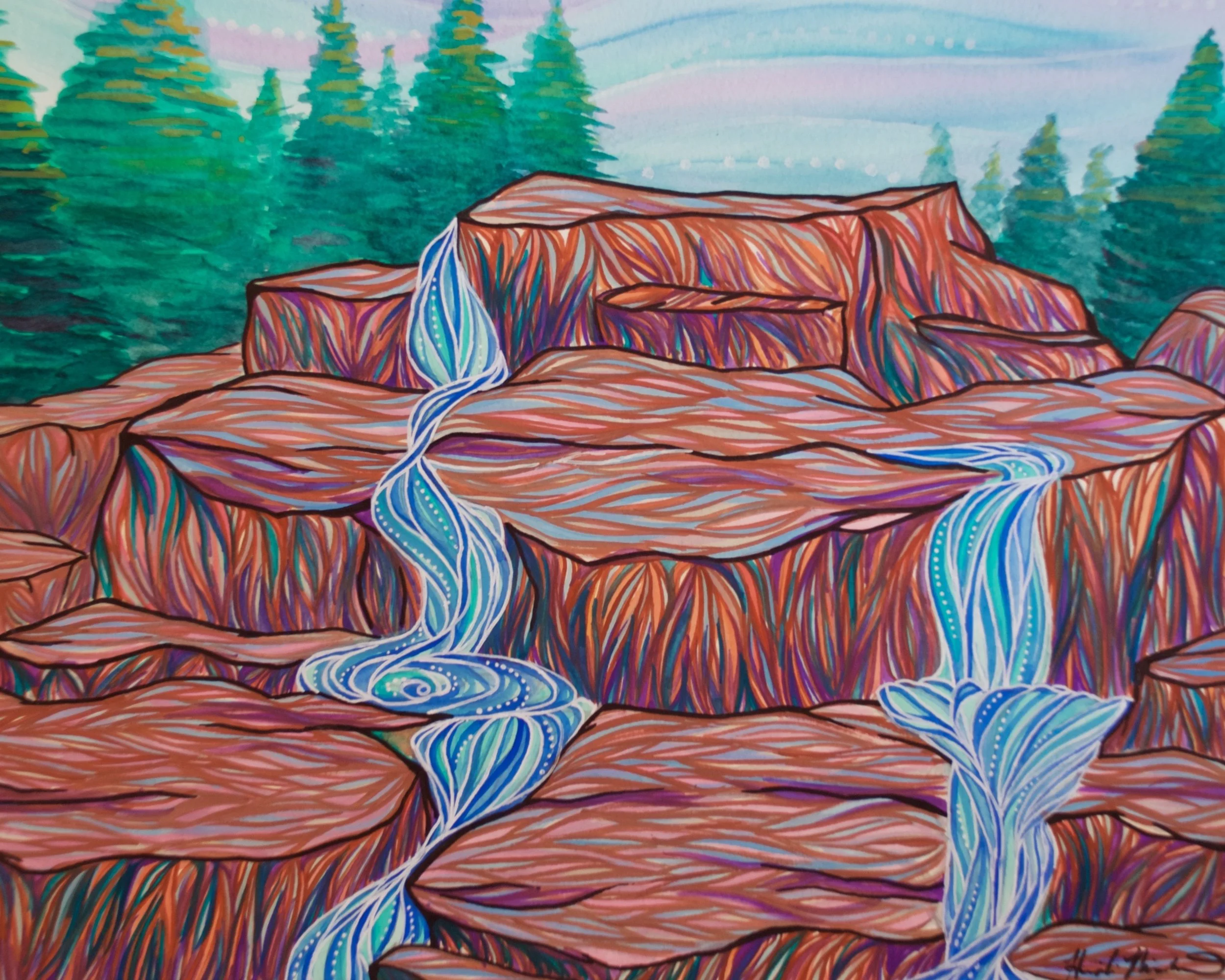 Day 134- Zealand Falls, New Hampshire Watercolor, ink, and gel pen on paper 11”x14” Sold. Prints available upon request.