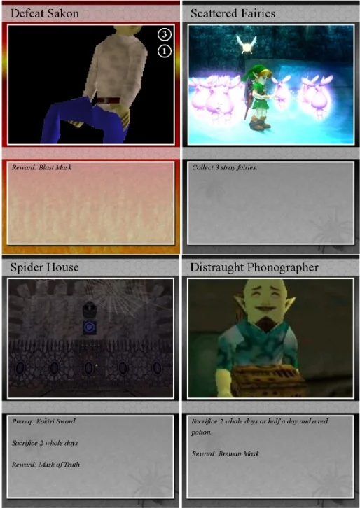  Complete time consuming tasks to earn masks, rupees, and other equipment.  