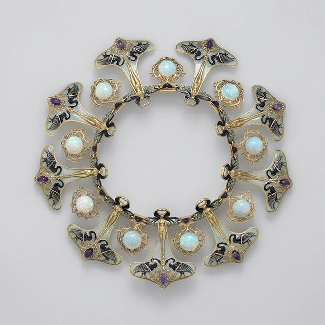 Art Nouveau enamel, opal and amethyst necklace - Rene Lalique circa 1900 Courtesy of the Metropolitan Museum of Art