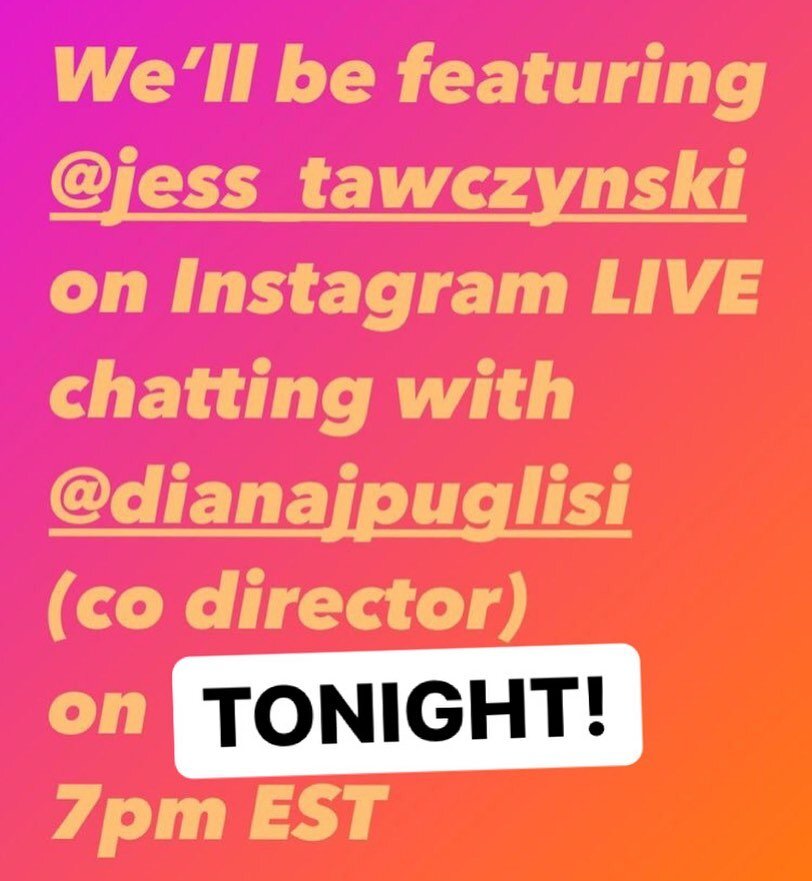 Tonight! Live Q&amp;A with @jess_tawczynski and Co-Director @dianajpuglisi on IG Live! ✨
.
#bosscritt #bosarts #anythinggoestober #emergingartist #iglive #arttalks