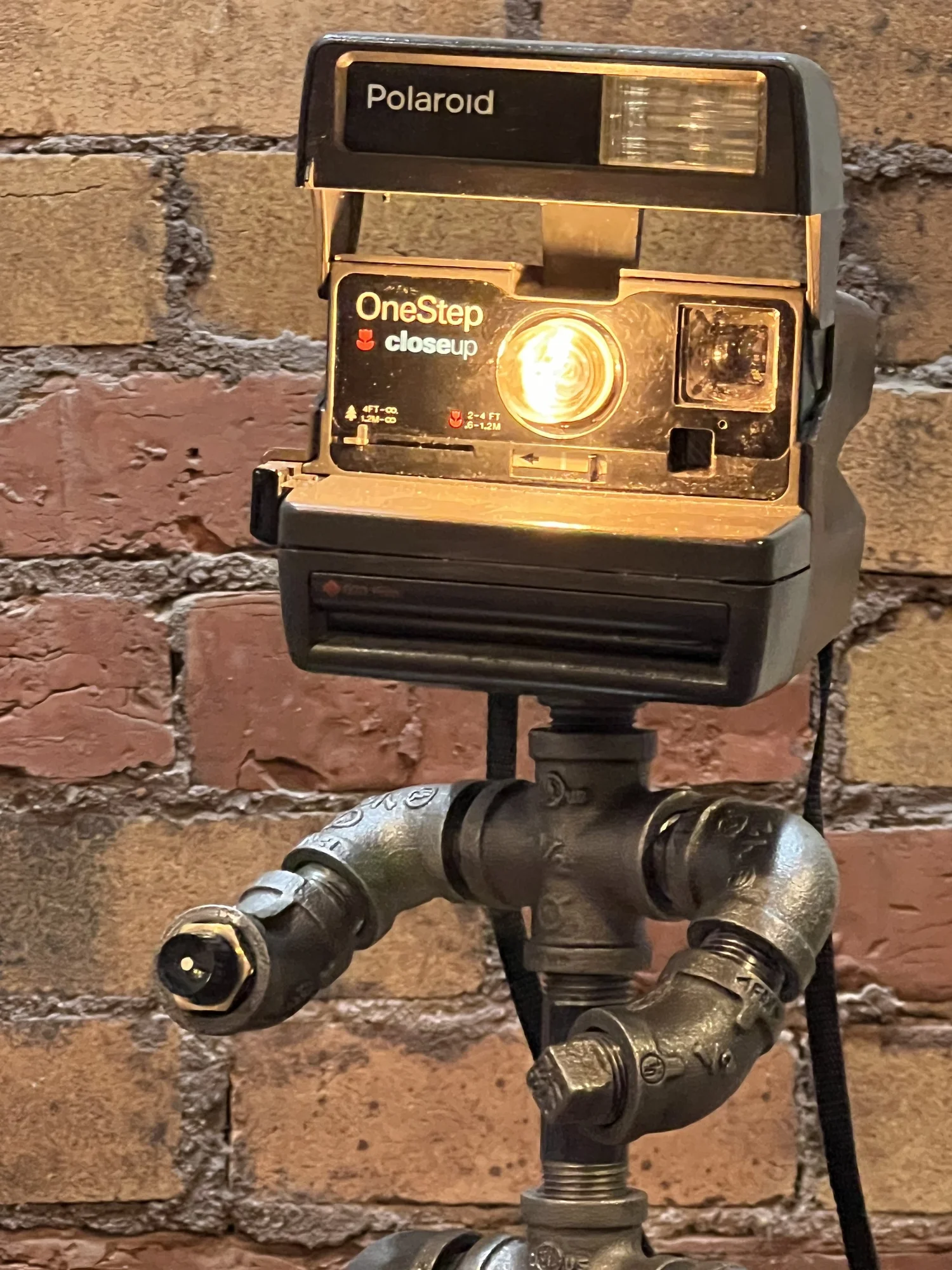 Steampunk Vintage Polaroid OneStep Closeup camera table lamp