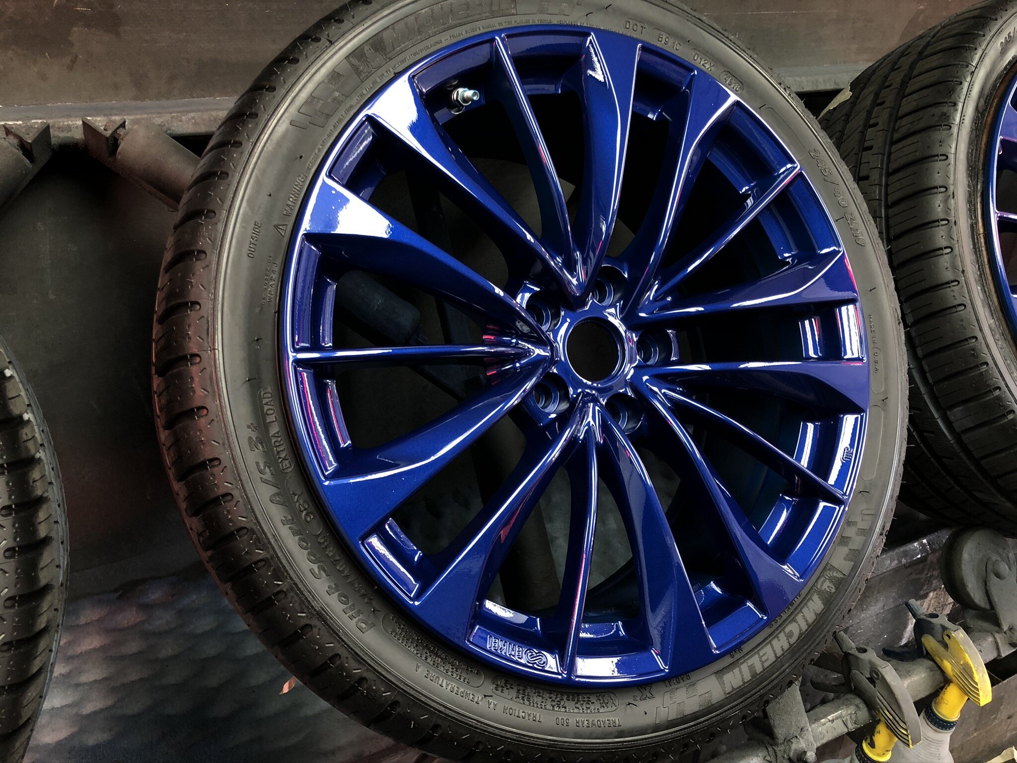 Infiniti Q60s after Royal Blue wheel painting
