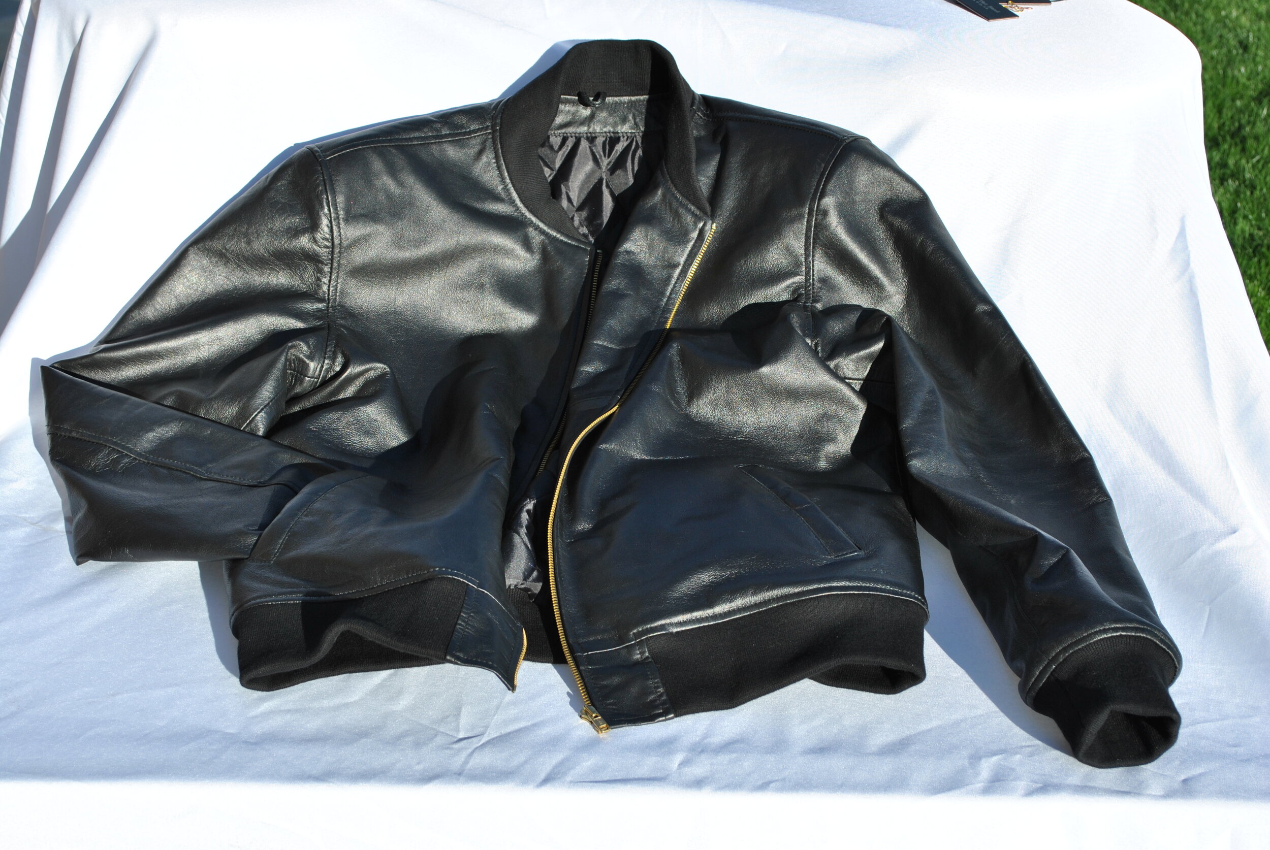 NC Black leather bomber jacket 