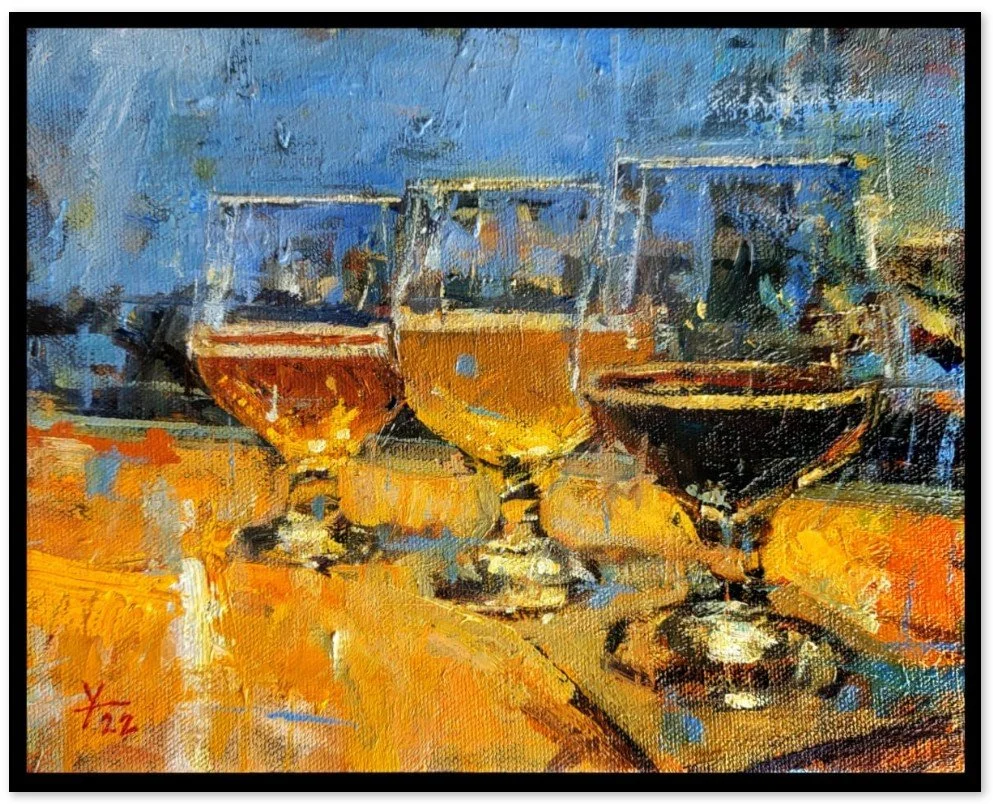 Amber Hazy Stout, oil on canvas, 10x8 in.