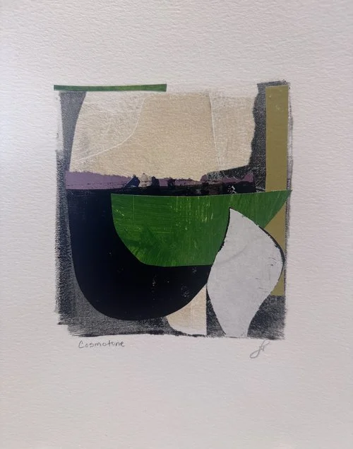 Jennifer Rasmusson, Cosmotone, monoprint and mixed media, 9x12 in.
