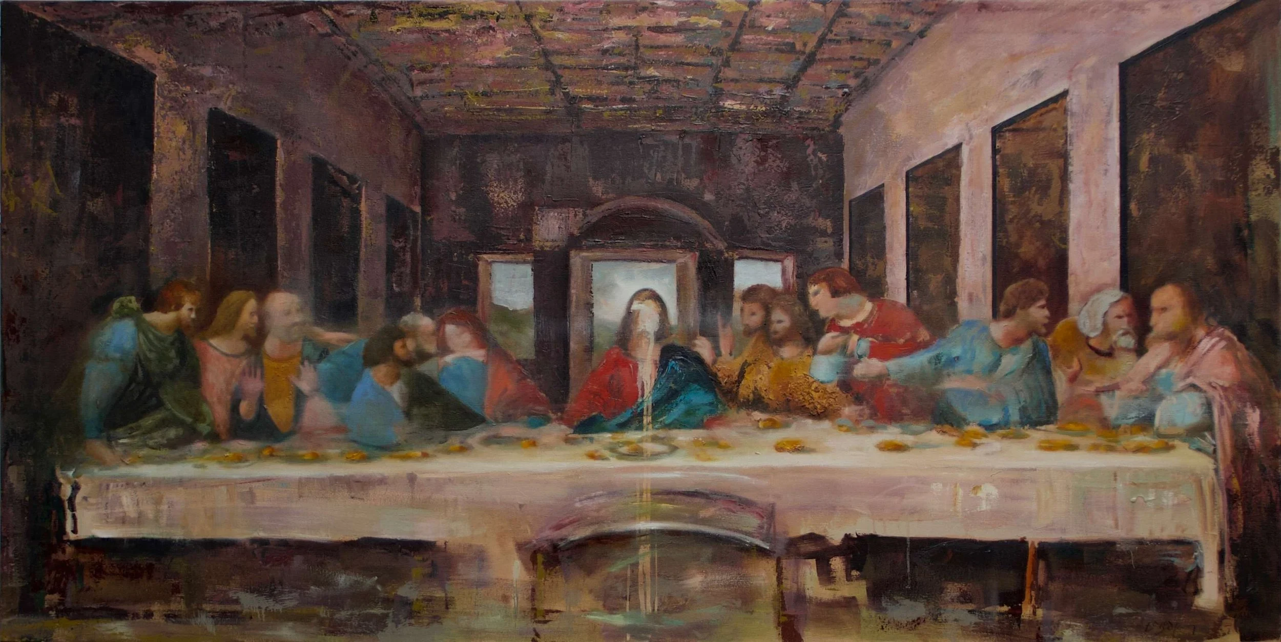Davinci's Last Supper reimagined by artist BRENT GODFREY in a contemporary painting