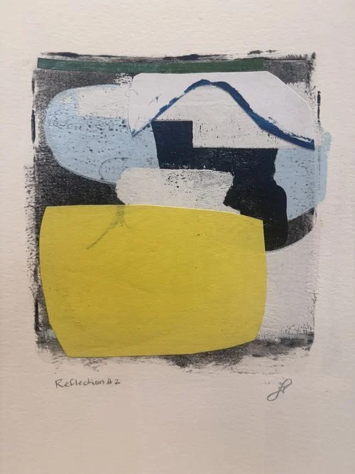 Jennifer Rasmusson, Reflection #2, monoprint and mixed media, 9x12 in.