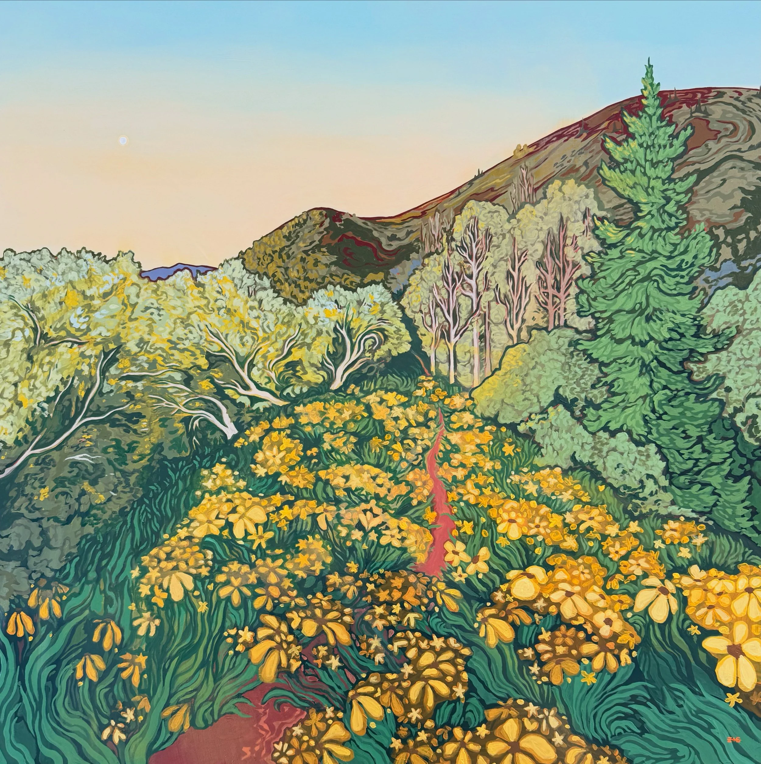 Lizzie Wenger, A Blanket of Arnica, acrylic on canvas, 48x48 in..jpeg