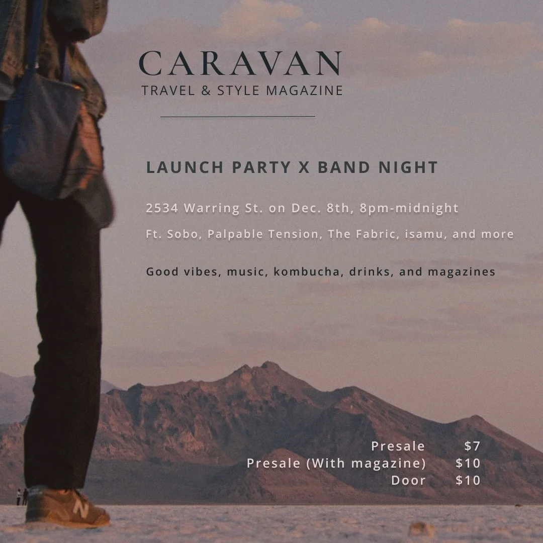 LAUNCH PARTY x BAND NIGHT @ 2534 Warring St on Dec 8th, 8 pm - midnight! 📀🚌🍻
Ft. Sobo, Palpable Tension, The Fabric, and more
Good vibes, music, kombucha, drinks &amp; magazines
RSVP with the link in our bio!