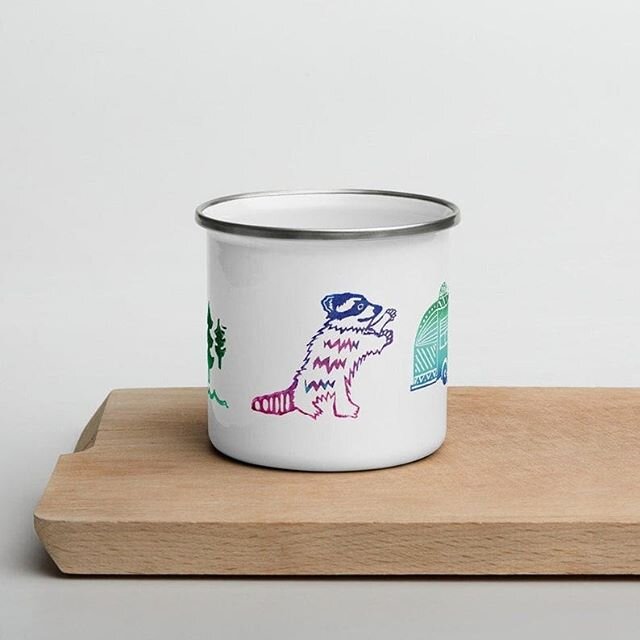 going to follow the lead of this rascal raccoon, steal an airstream &amp; escape to nature 🦝🚙🏞️ PS these enamel camping mugs are on my site &amp; in my @etsy shop