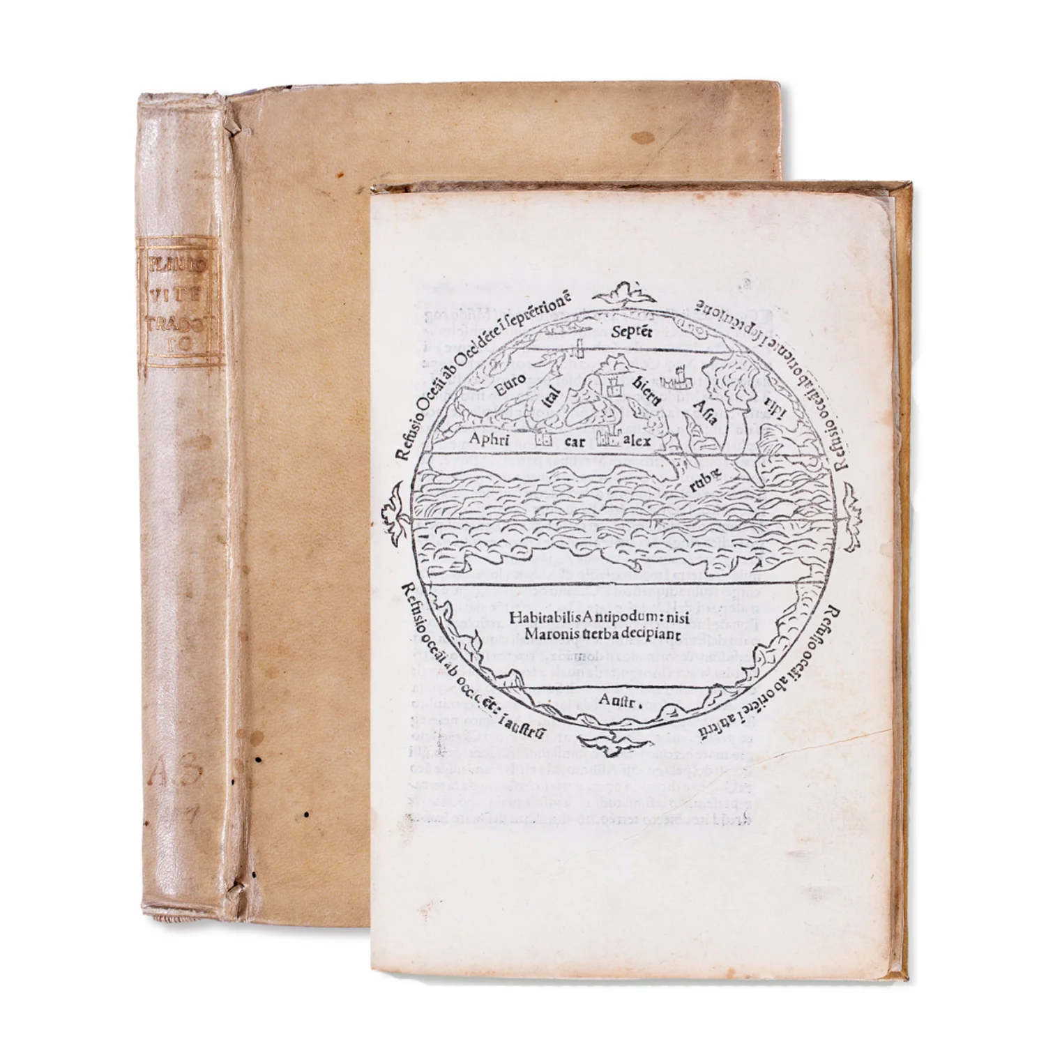 The Macrobean mappa mundi , reissued in this rare early sixteenth-century edition of De li homini illustri in lingua Senese traducto (Siena: Simone Nardi, 30 March 1506).