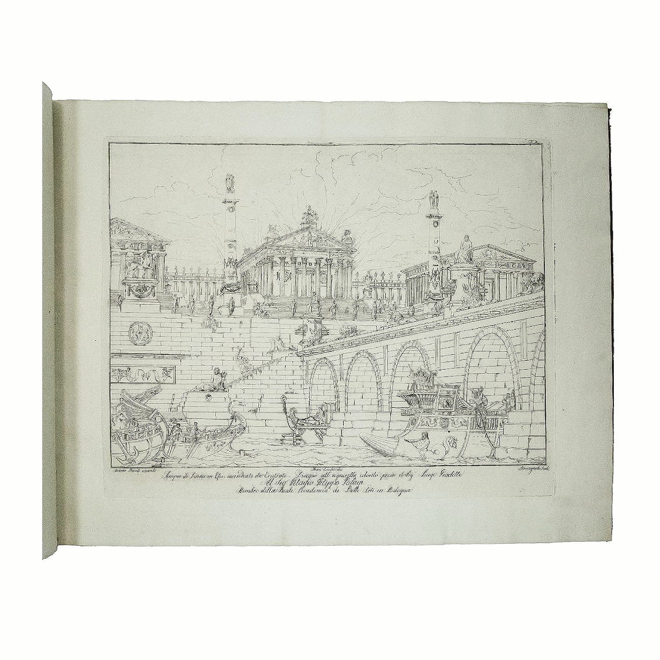 Basoli, Antonio (1774-1848). Raccolta di prospettive serie, rustiche, e di paesaggio ...Bologna, vendibili presso l’autore e presso diversi negozianti di stampe e libri in Bologna, 1810.