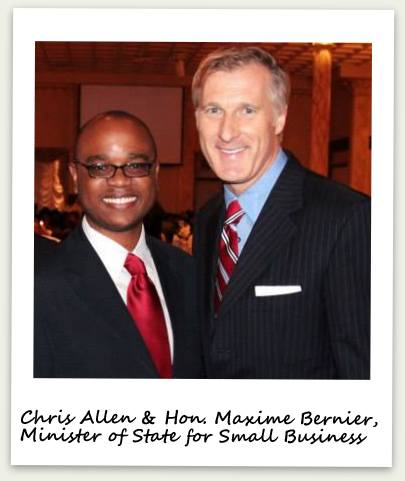 Chris Allen discusses commercial real estate and entrepreneurship with the Honorable Maxime Bernier, Minister of State for Small Business and Tourism.