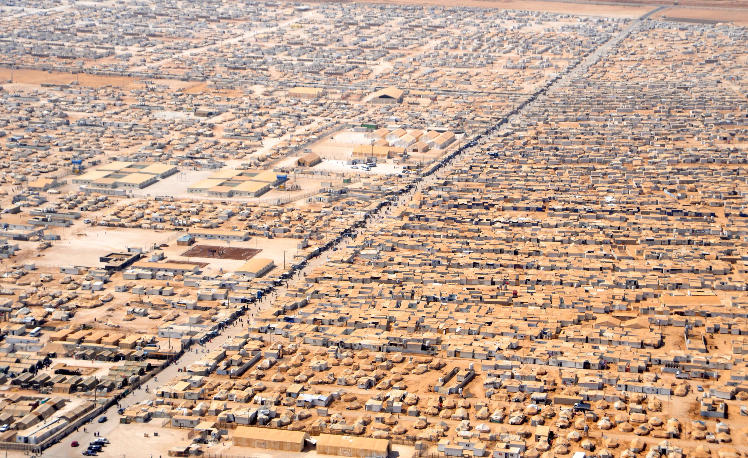 PICTURED: A close-up view of the Za'atri camp in Jordan for Syrian refugees as seen on July 18, 2013, from a helicopter carrying U.S. Secretary of State John Kerry and Jordanian Foreign Minister Nasser Judeh.