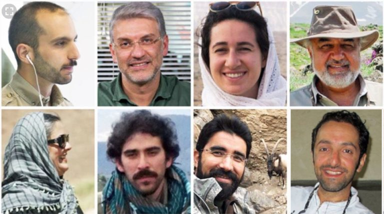 PICTURED: The 8 conservationists. From the top row running from left to right, Sam Rajabi, Houman Jowkar, Niloufar Bayani and Morad Tahbaz, and in the bottom row from left to right Sepideh Kashani, Amirhossein Khaleghi and Taher Ghadirian. Image cop…
