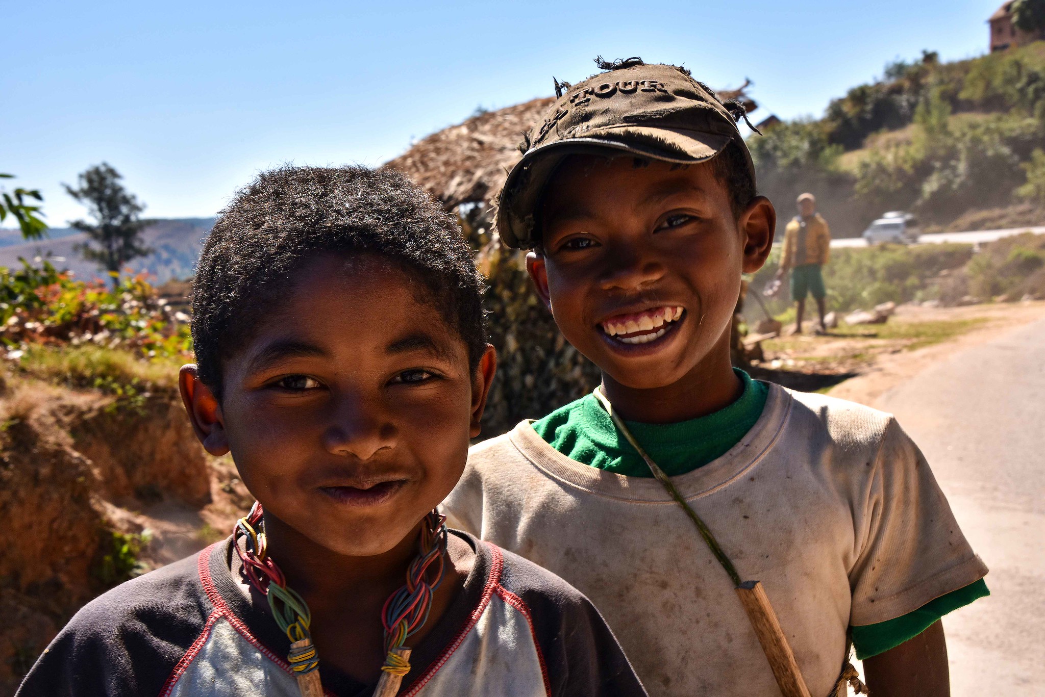 PICTURED: Two young Malagasy boys smile for the camera. The Malagasy are a genetically diverse people just as the lemurs they share the island with are. Photo credit Rod Waddington CC.2.0.