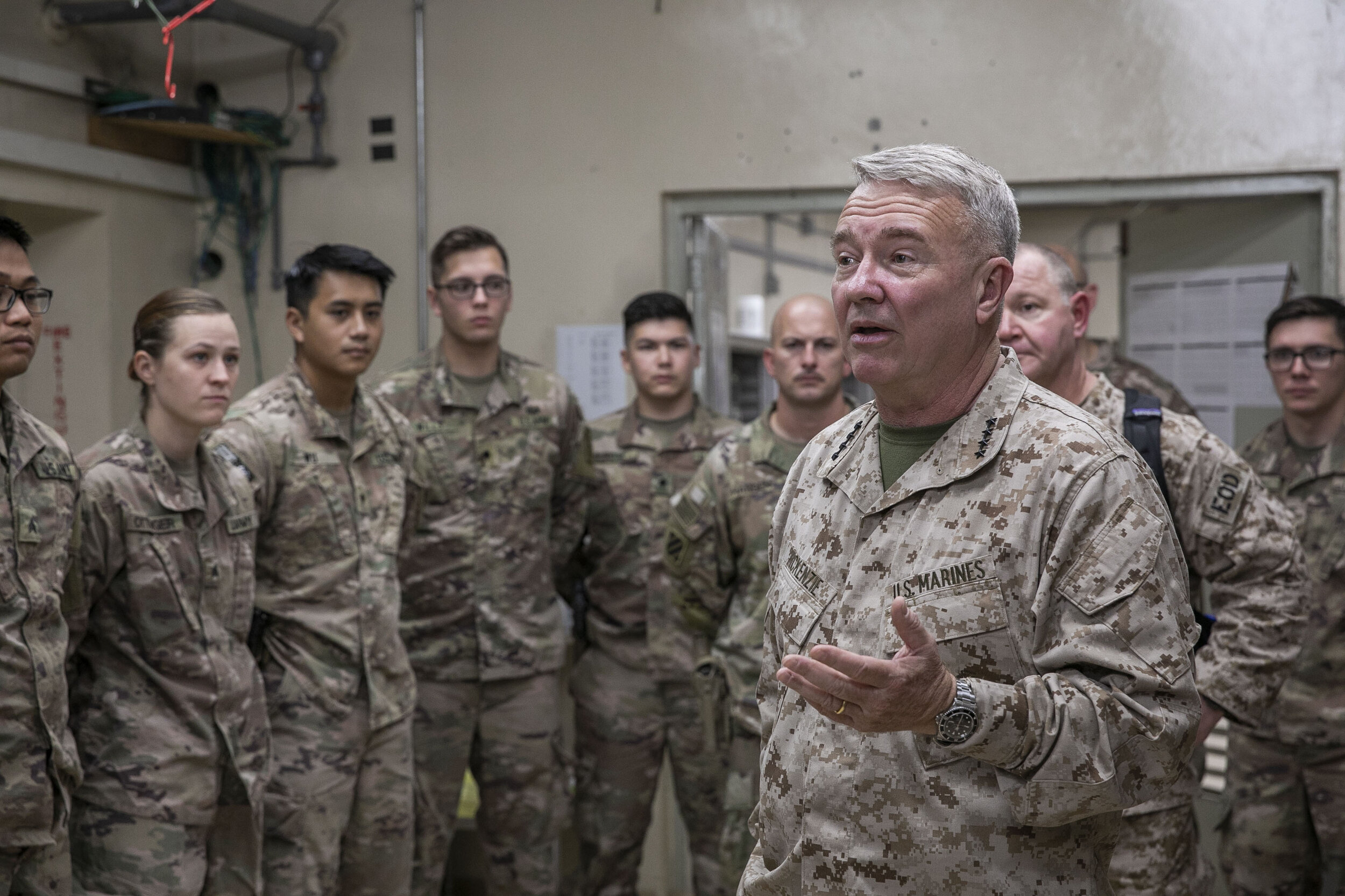 PICTURED: Commander of CENTCOM forces, General Kenneth McKenzie, on a visit to U.S. forces in Jalalabad, Afghanistan.