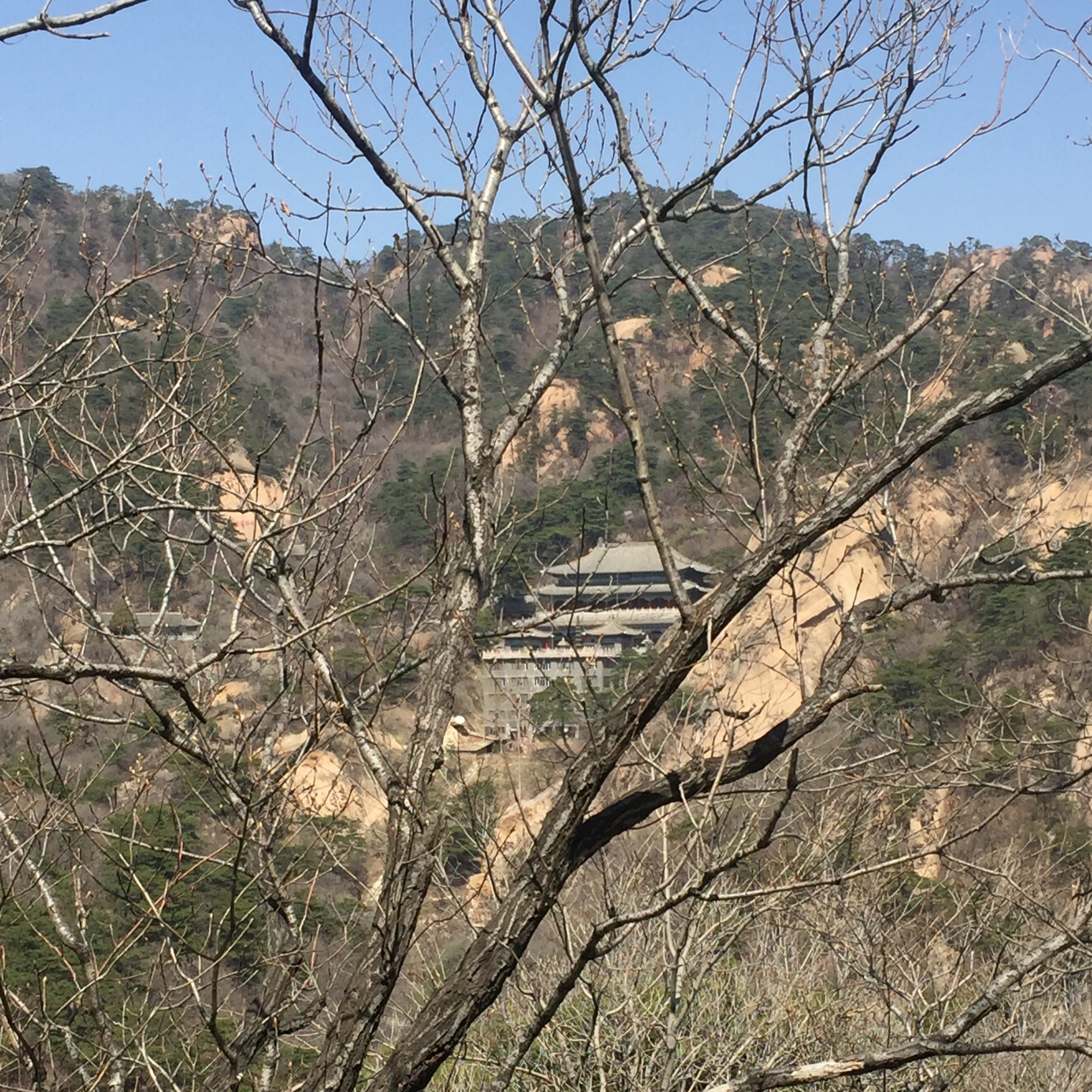 PICTURED: The Water Dragon Temple viewed from across the Peach Blossom Valley framed poorly by a poorly taken photo by yours truly.