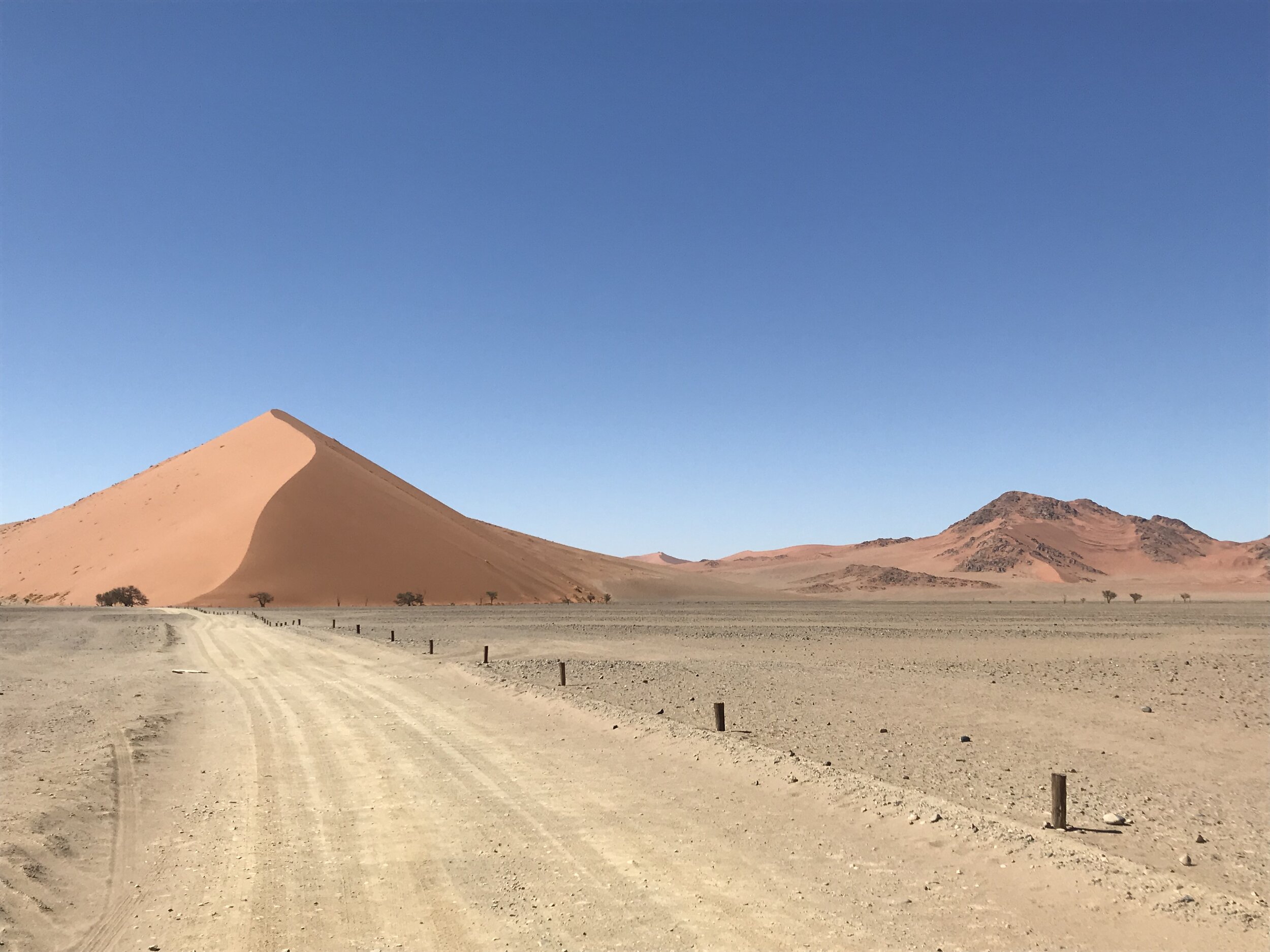   PICTURED:  In Namib Naukluft National Park, driving down any paths was simple in my rental 4X4, allowing me to get extra close to the beautiful dunes. 