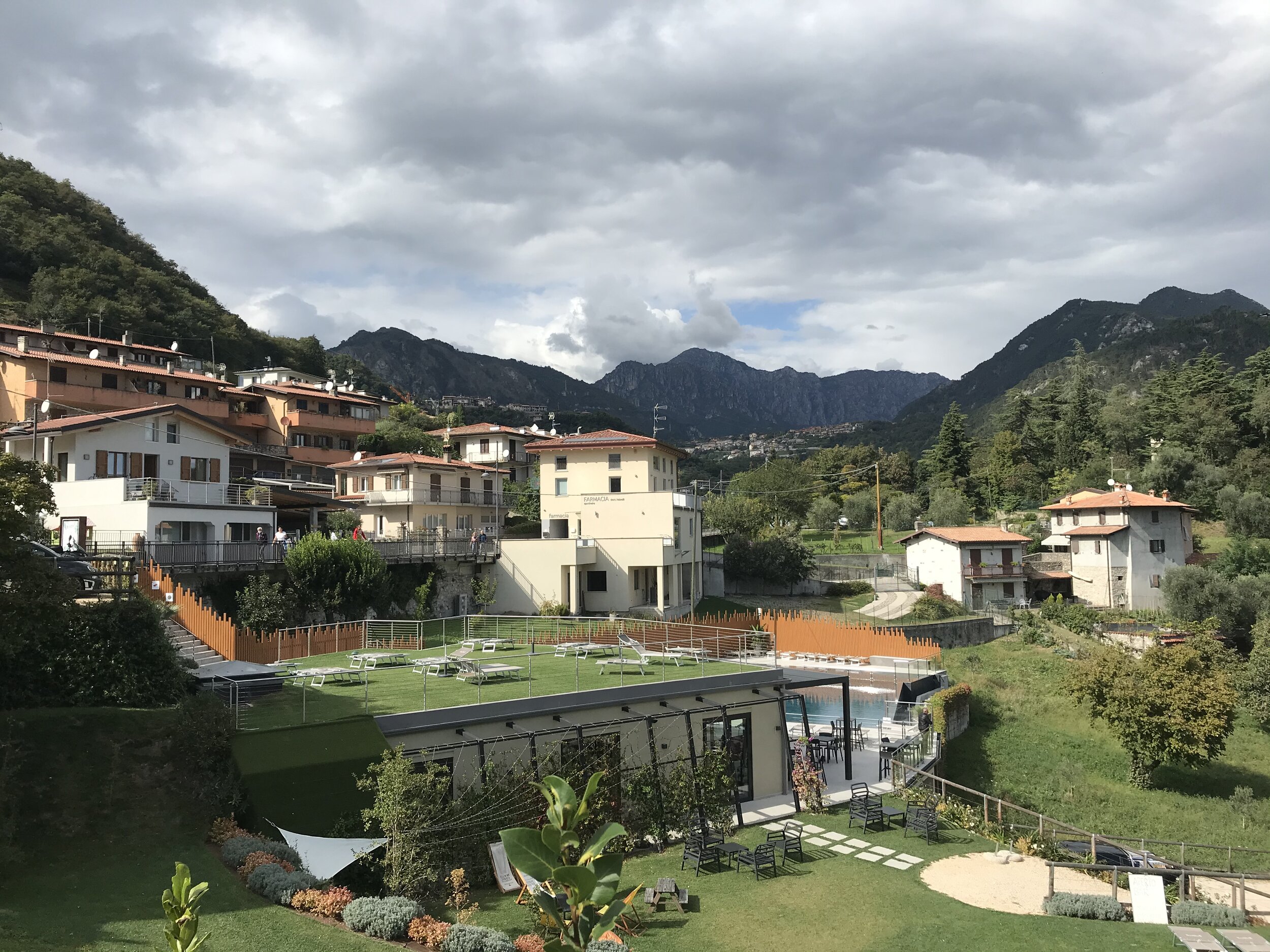   PICTURED:  In Tremosine, terraced houses march down the slopes of the hills on the western side of  Lago di Garda . Here, lake and mountain living meet in the middle.  