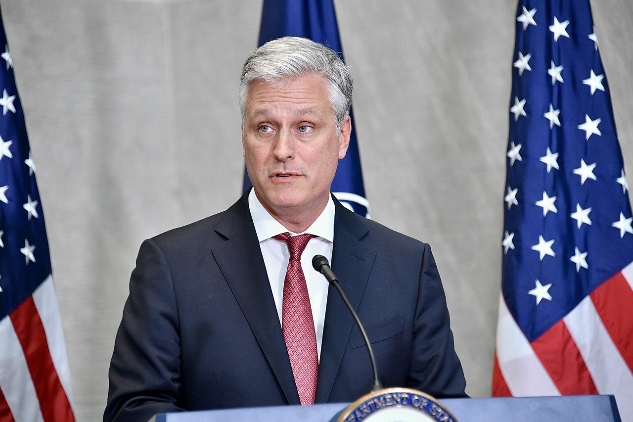 WASHINGTON. April 2, 2019: PICTURED: now-National Security Advisor Robert O'Brien speaks to families of Americans held captive abroad at the Department of State.&nbsp;