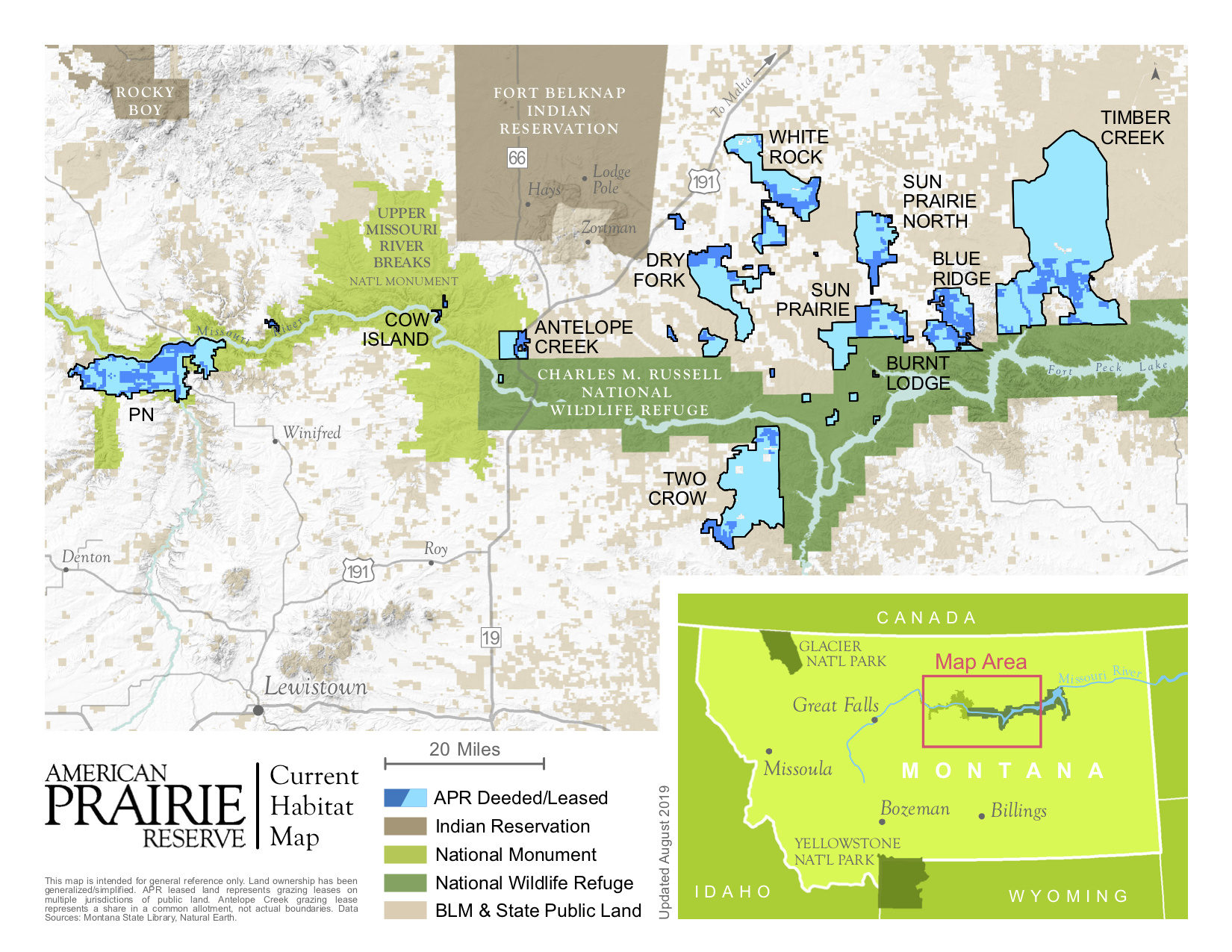 PICTURED: A map of the APR and its acquisitions. Blue Ridge Ranch, the latest purchase, can be seen on the right side of the map. Photo credit: American Prairie Reserve.