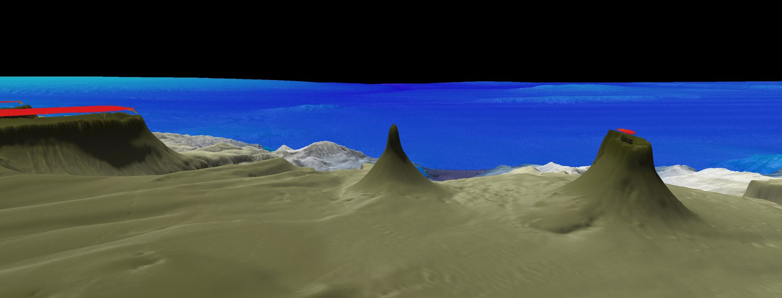 PICTURED: Side mapping profile of the new 500 meter high reef. Photo credit: Schmidt Ocean Institute.