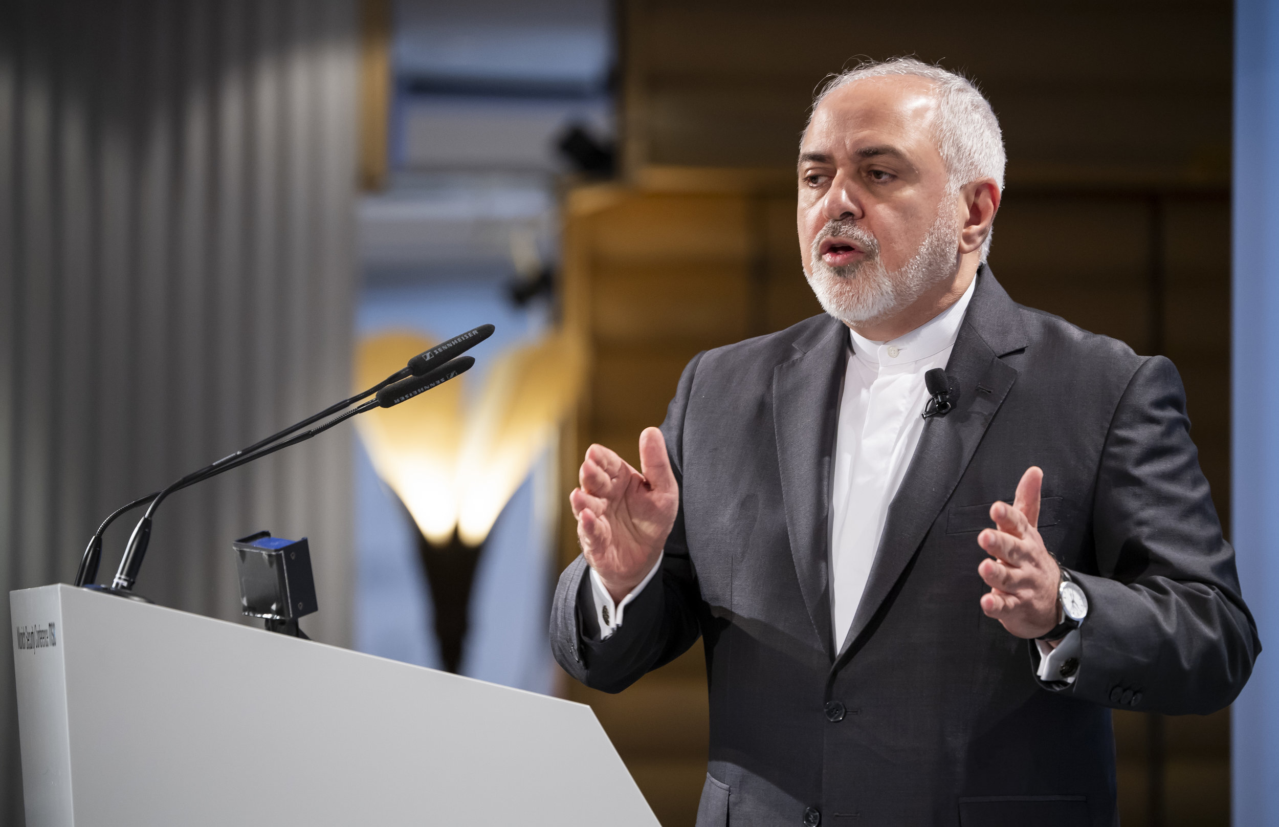 PICTURED: Mohammad Javad Zarif during the Munich Security Conference 2019. The Minister described Pompeo’s rhetoric as “warmongering lies”. Photo credit Wikimedia Commons, CC license, Germany.