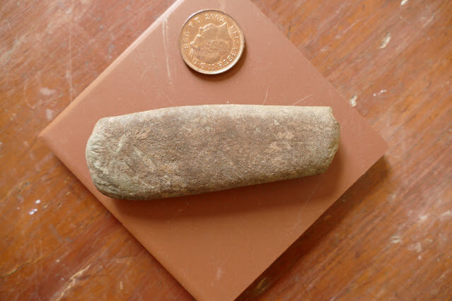 PICTURED: The bevelled pebble found by Brown and Eagle, thought to be between 6,000 and 9,000 years old. Photo credit: Skokholm Blog. Released.