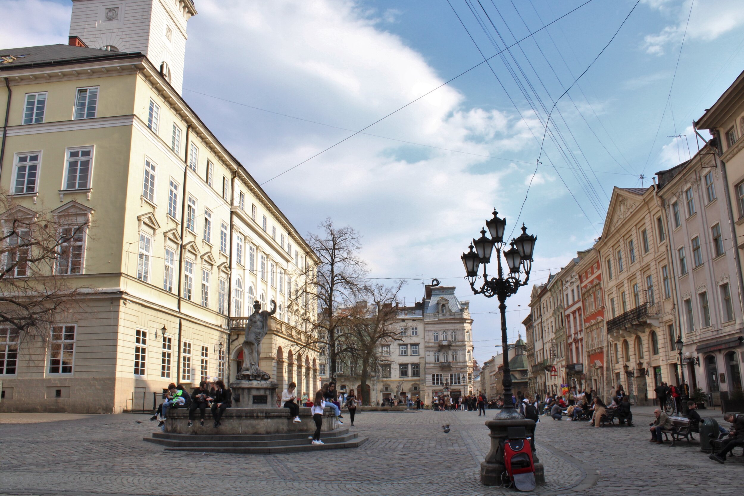 L’VIV, Ukraine. April 12th. 2021. PICTURED: “A truly European city,” L’viv’s Rynok Square is a popular meeting, shopping, and dining spot in the historic center of town.