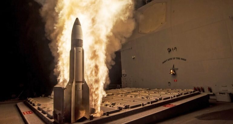 PICTURED: A Raytheon Standard Missile 3 (SM-3) launches from a US Navy cruiser. PC: U.S. MDA