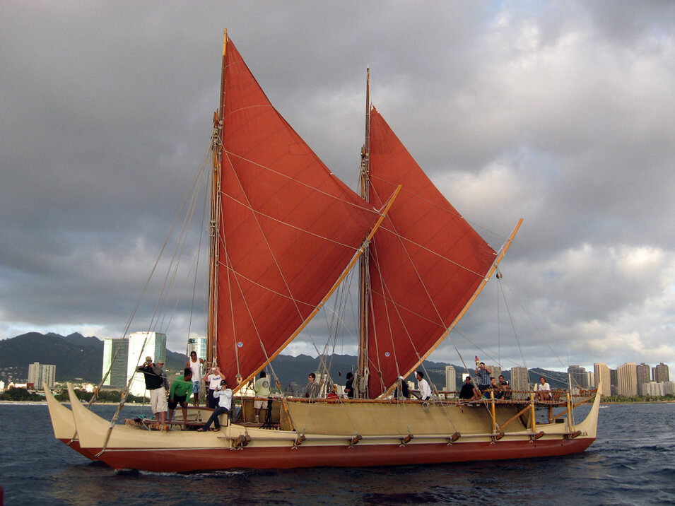 PICTURED: Hōkūle`a, a modern Hawaiian wa'a kaulua or voyaging canoe, sailing off Honolulu. PC: Hong Kong Luey. CC 2.0.