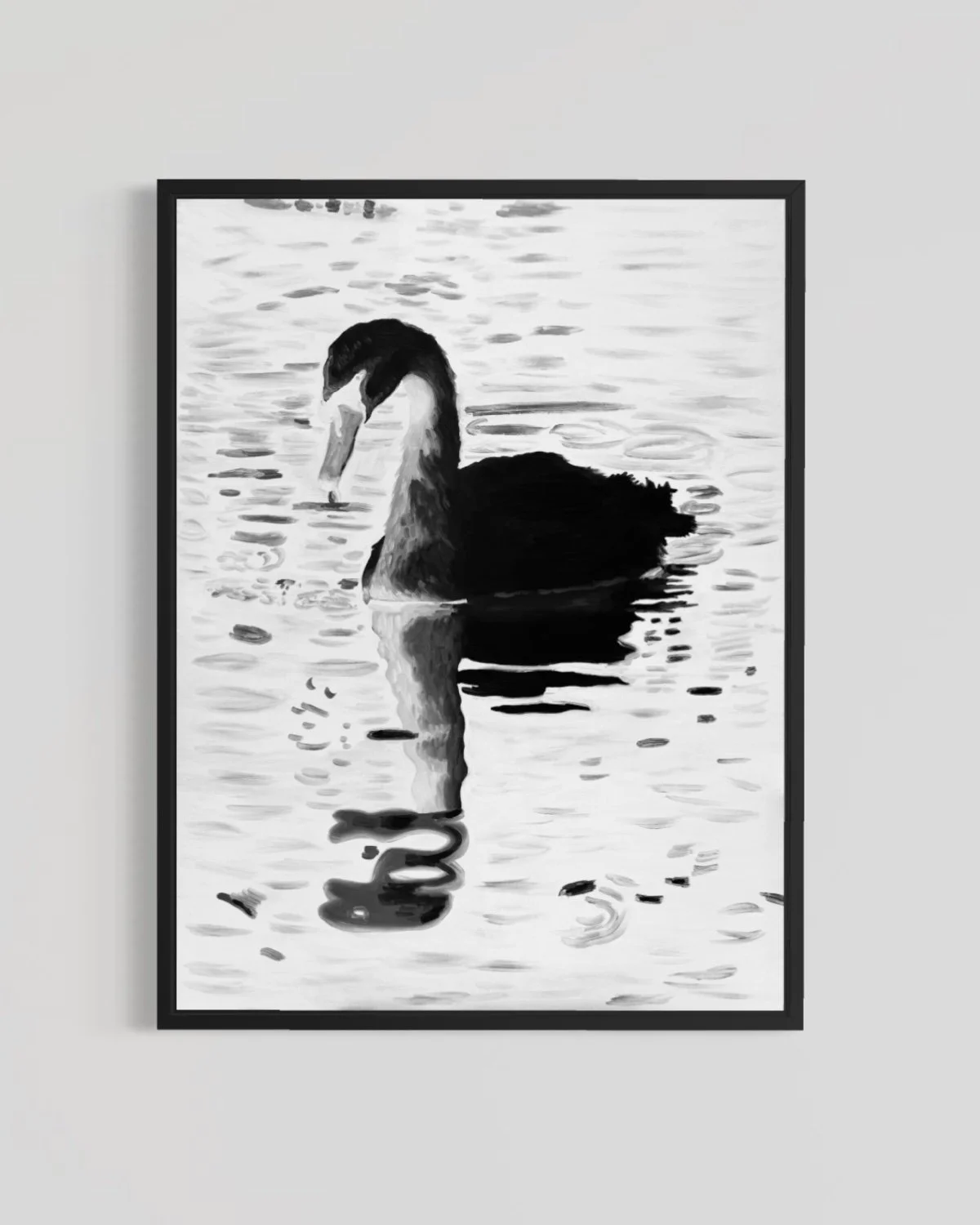 Close view of Negative Grace fine art print in a black frame; frame not included.