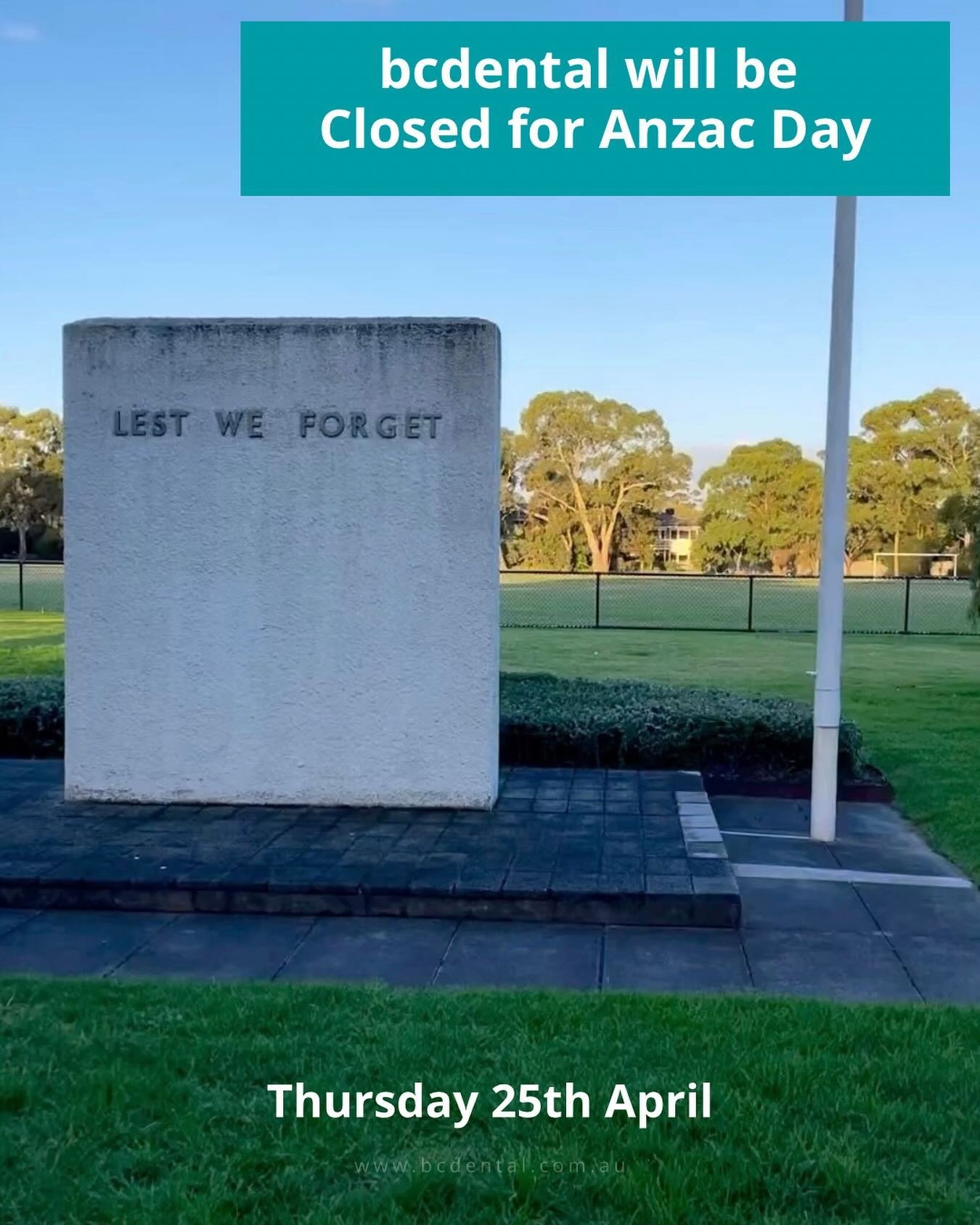 Reminder to our patients: We are closed for ANZAC day public holiday 🪽 and will re-open Friday 26th of April #lestweforget