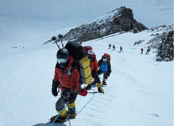 Guiding his party up Mount Vinson in Antarctica