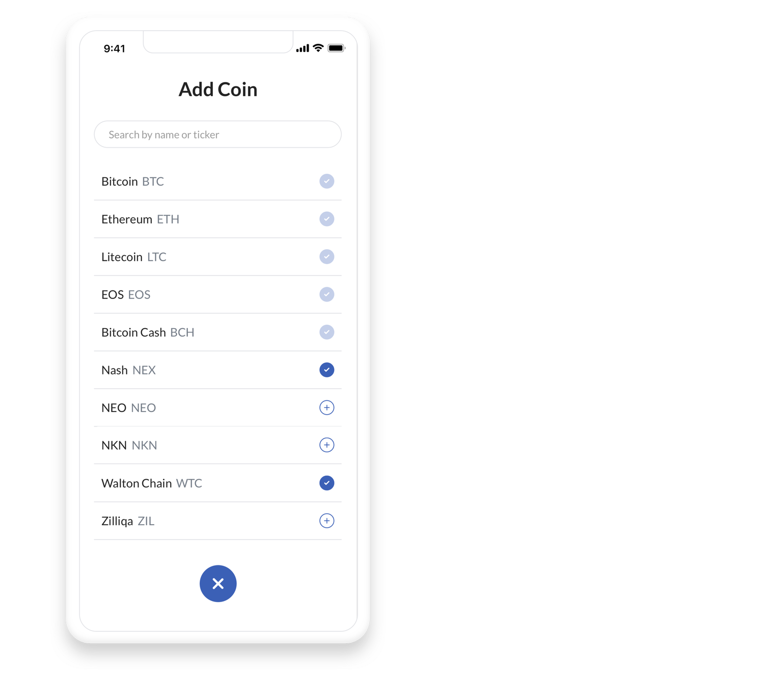 Search and add coins
