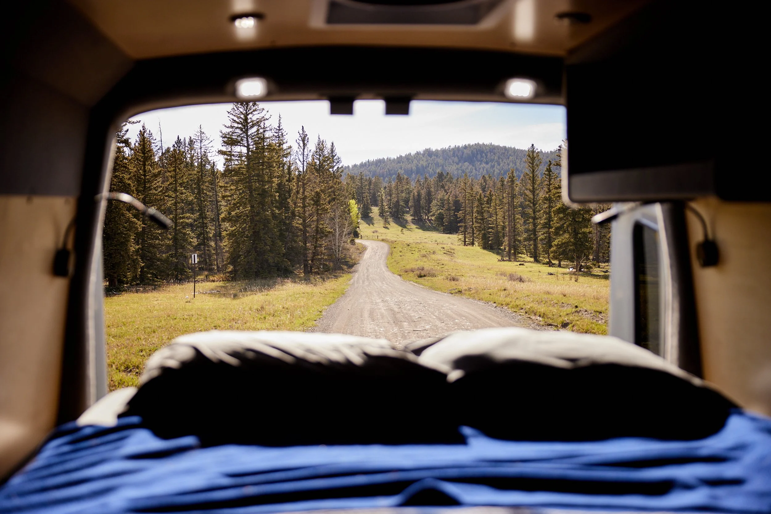 view from TItus campervan into the Buena Vista trails of Colorado