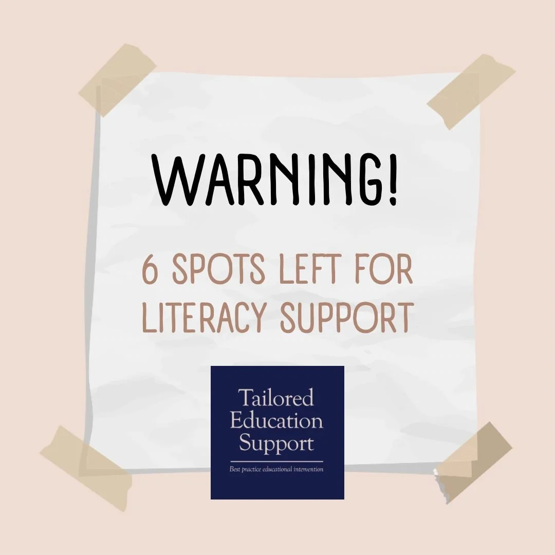 Warning! 6 spots left for literacy support. Does your child need support with reading, spelling or writing? Do they have dyslexia? Are you unsure if they are falling behind? We have availability for new students in Baringa, Caloundra.