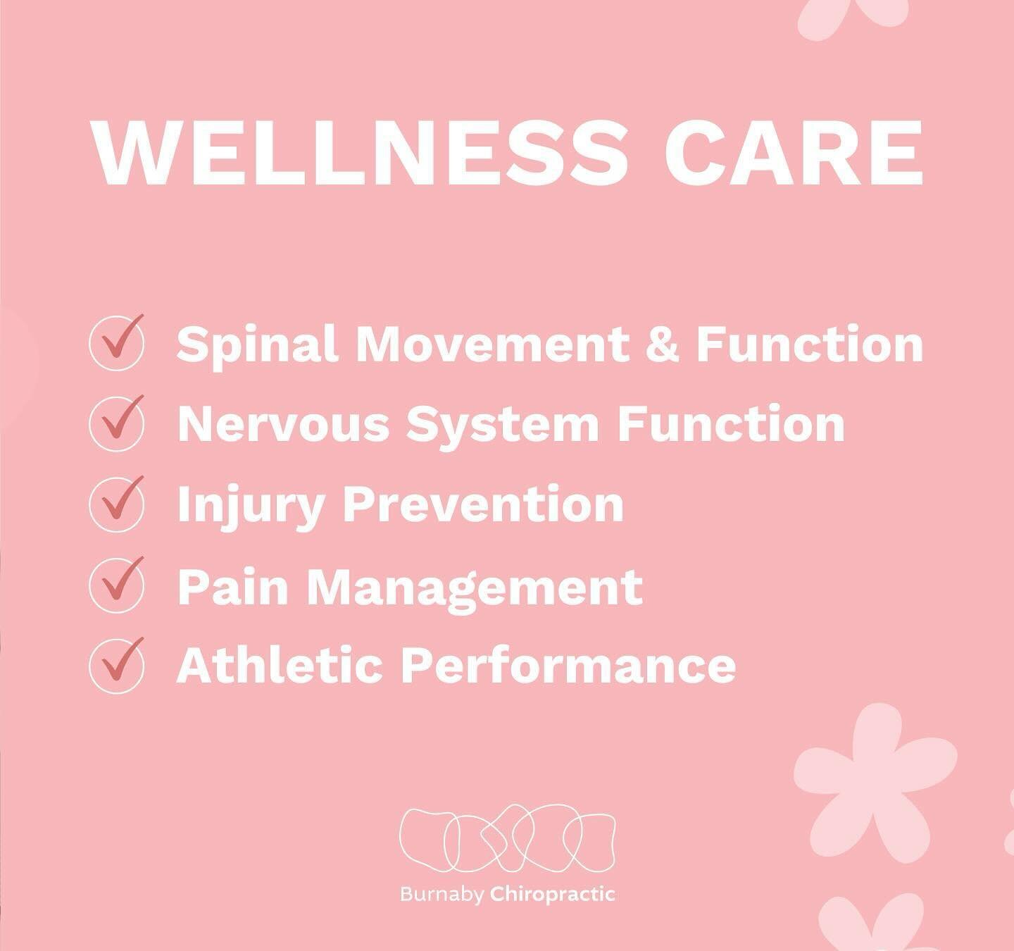What is wellness care? 🌸 🌈 ⭐️ 

In our office we want you to continue putting your best foot forward and avoid falling into a cycle of pain and dysfunction.

Stress, nerve tension and abnormal function are often present BEFORE you feel pain. Althou