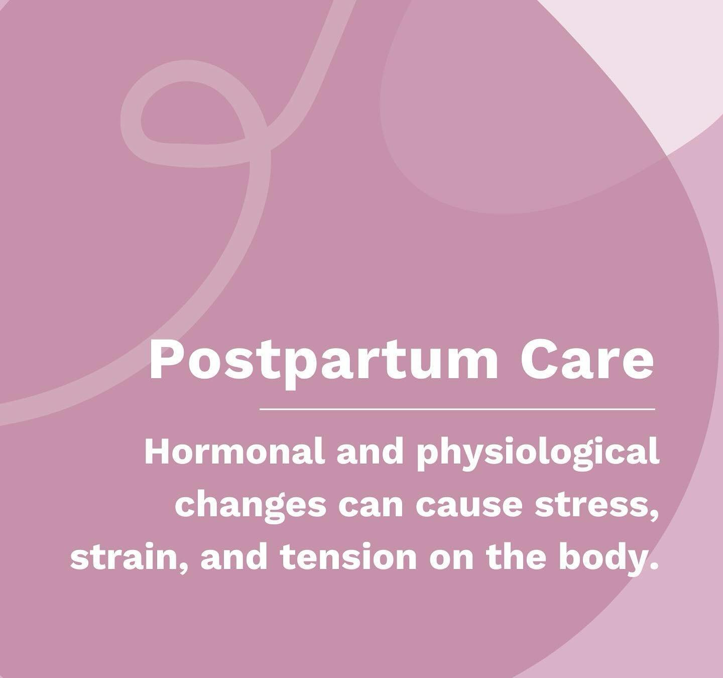 Postpartum recovery can be challenging. 🤰🏼👶🏼

Healing from birth, and postpartum hormones put a lot of emotional and physical stress on new mothers. This can have a significant effect on posture and spinal muscle tension.

In addition, newborn ca