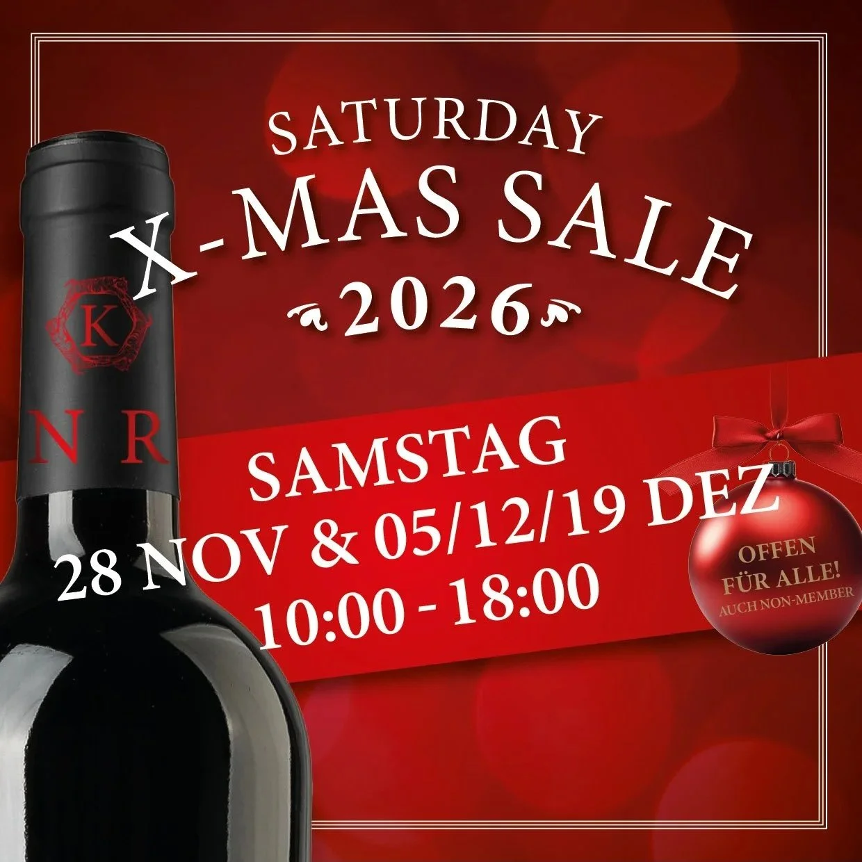 Saturday X-Mas SALE –&nbsp;Public Days - SAT 12.12.2026