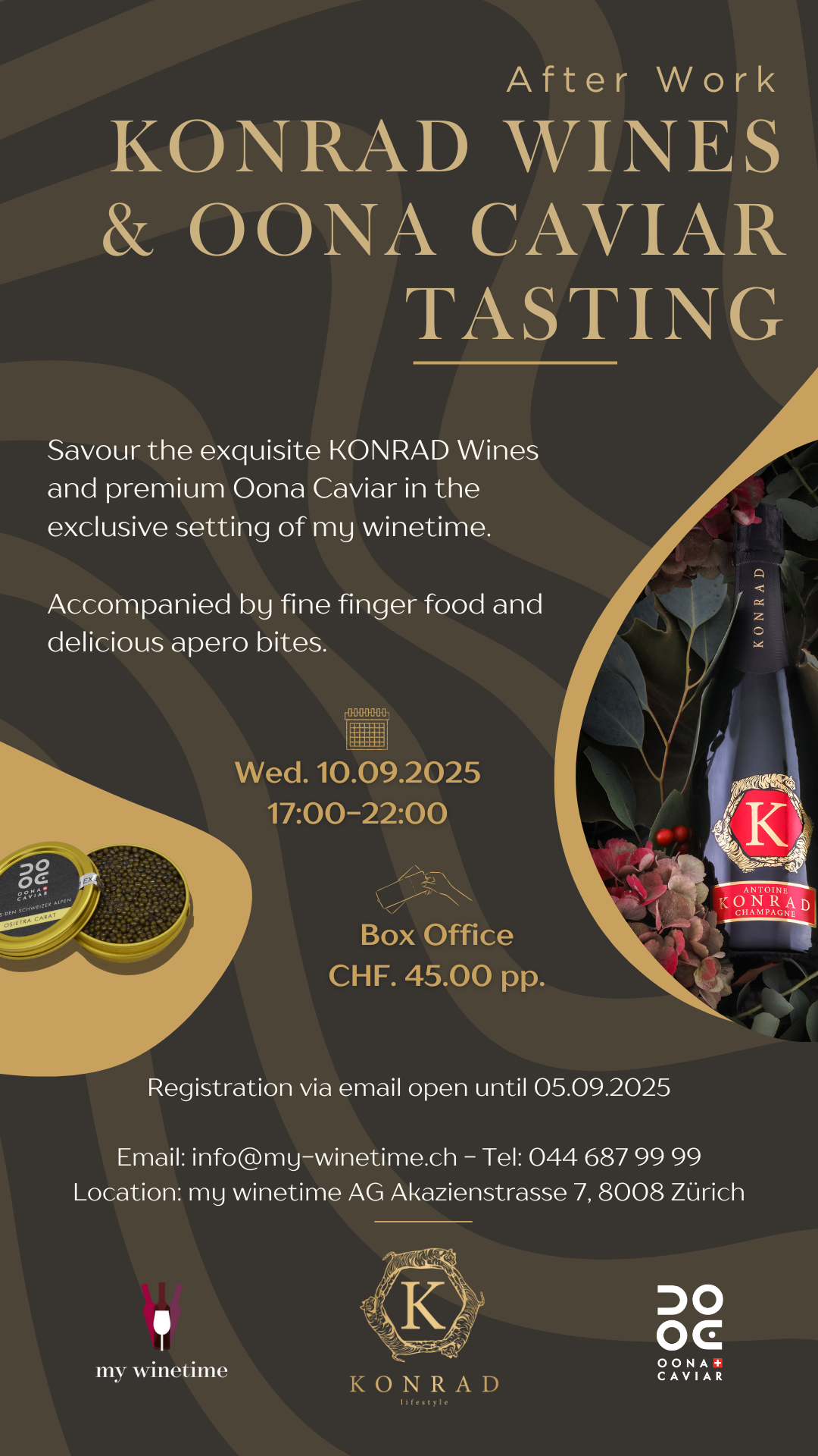 my wintime "Afterwork KONRAD Wines X OONA Caviar tasting" – WED 10.09.2025