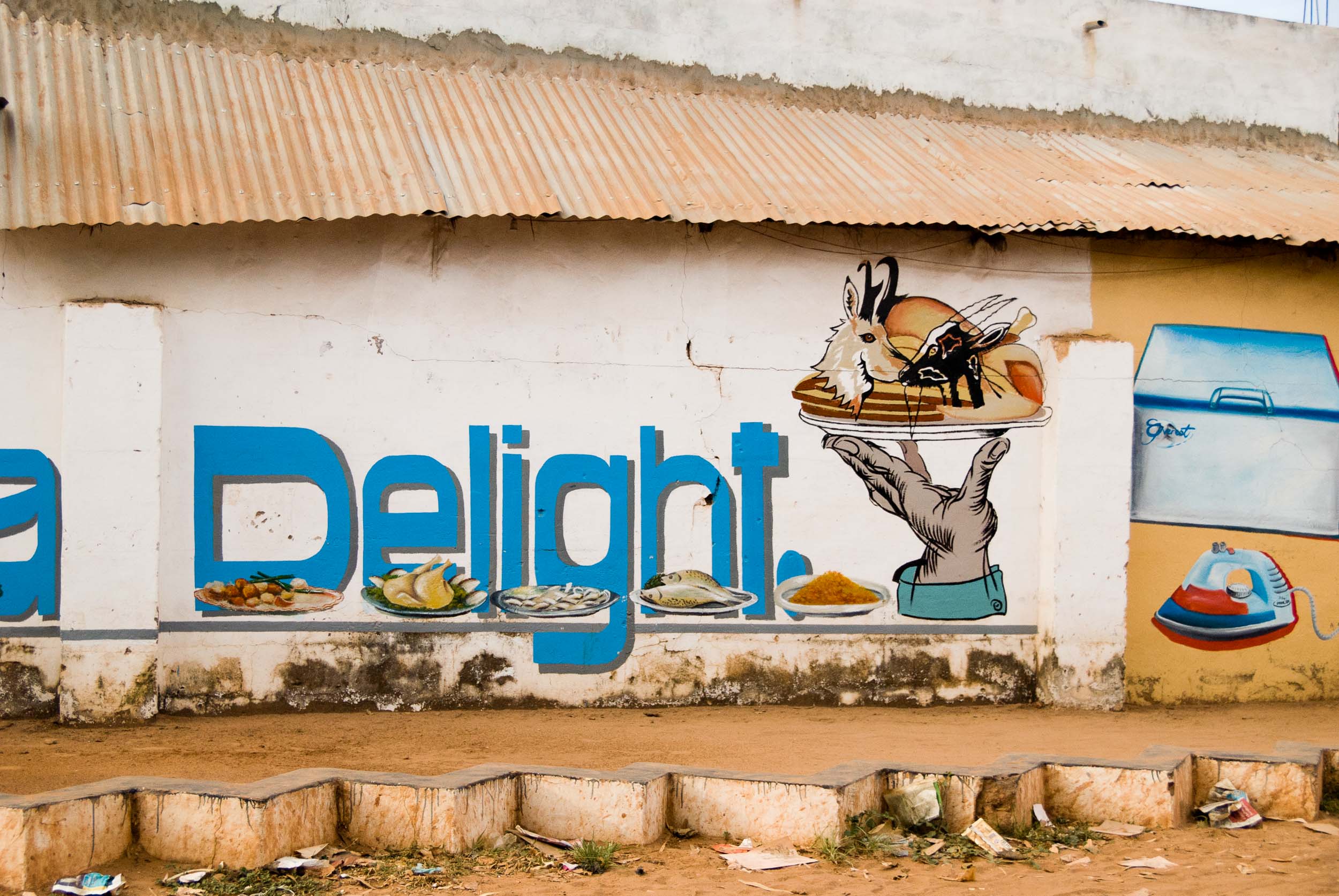  Colorful Advertisement, Wallpainting, Gambia, Africa 