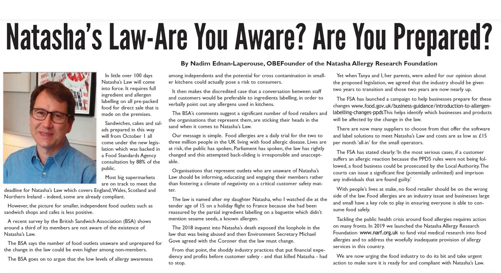 Natasha's Law - Are you aware? &mdash; Natasha Allergy Research Foundation