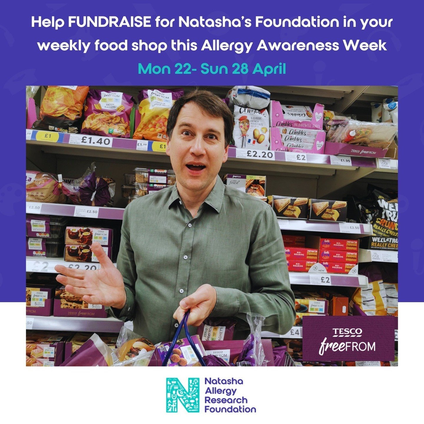We&rsquo;re incredibly grateful to be working with @Tescofood for Allergy Awareness Week for the 5th year running! Tesco are pledging to donate 10p to Natasha&rsquo;s Foundation from every sale, both in-store and online across their own brand Tesco F