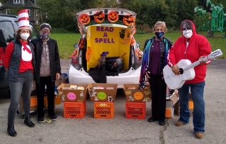 Library volunteers in costume