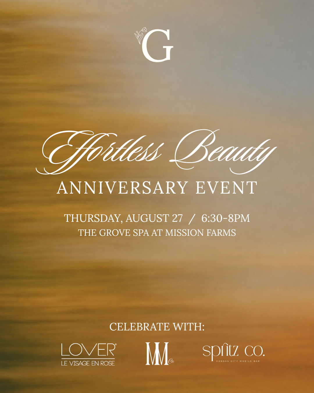 Save the date for the August Anniversary Event at The Grove Spa