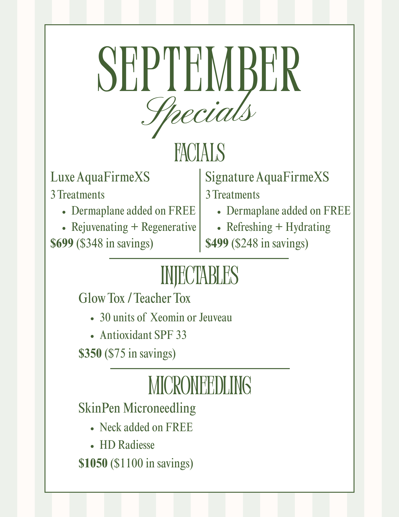 Get the September Specials at Mission: SKIN