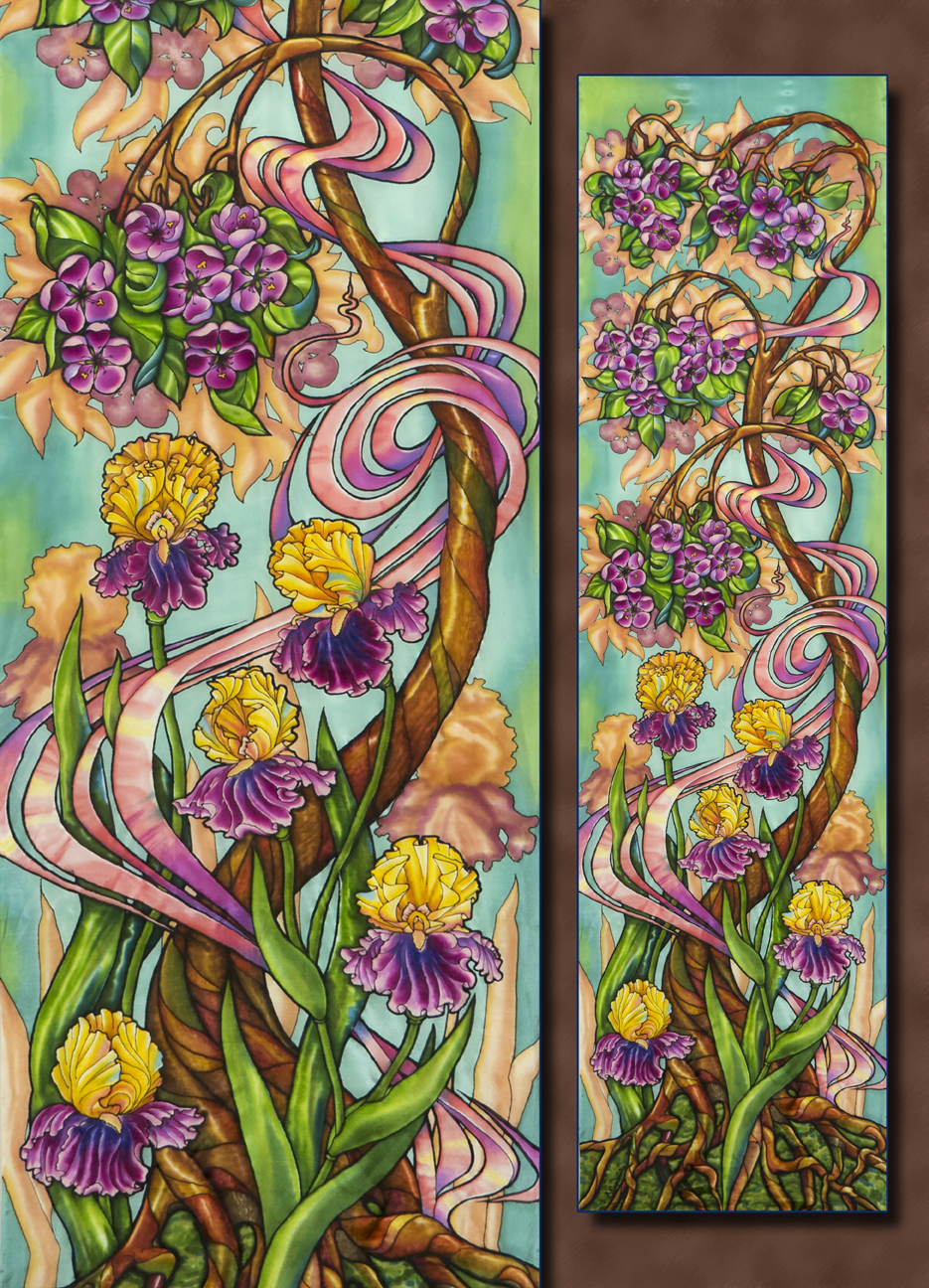 Blooming Tree and Irises